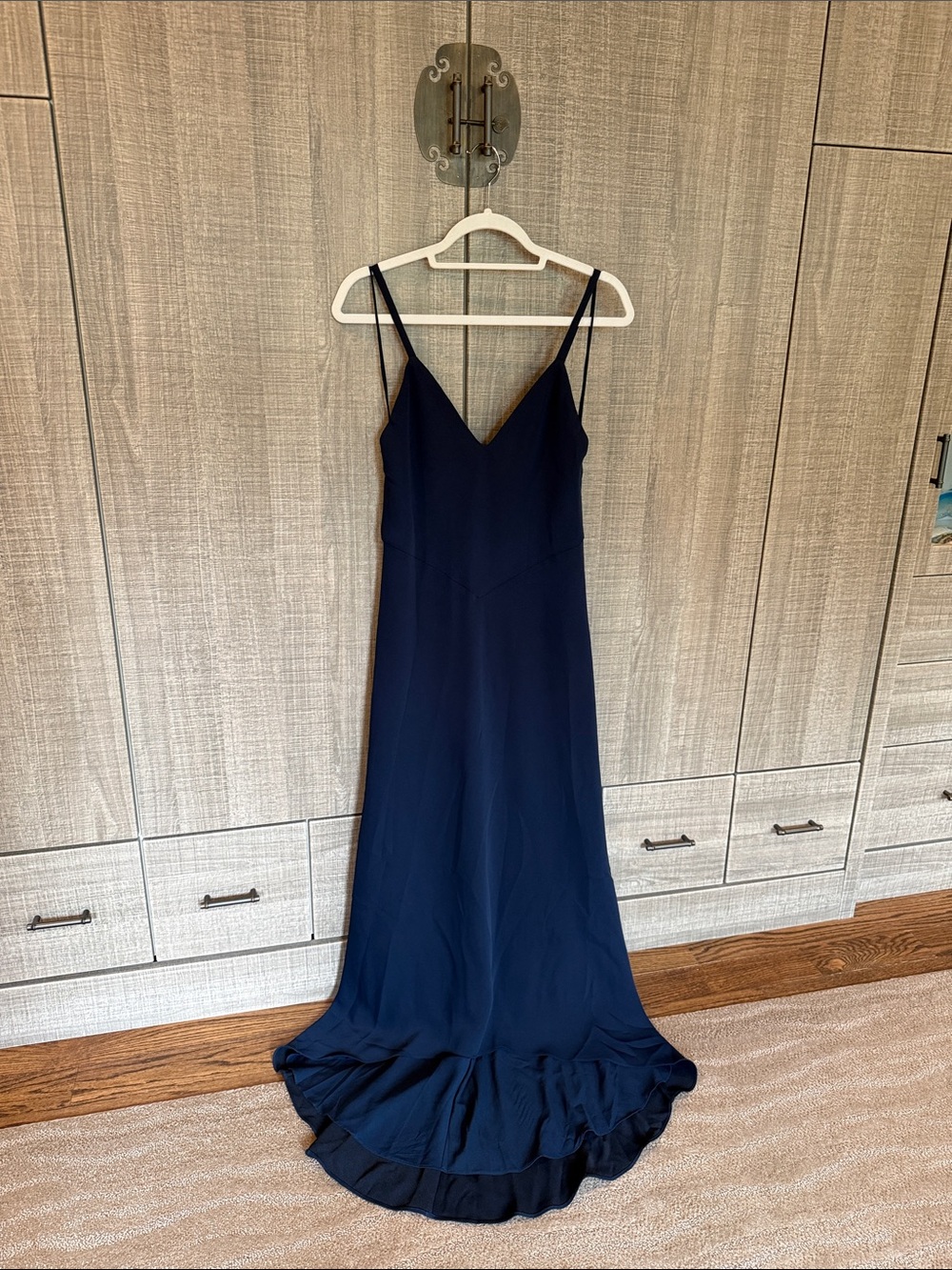 Alice + Olivia Navy Spaghetti-Strap Maxi Slip Dress
